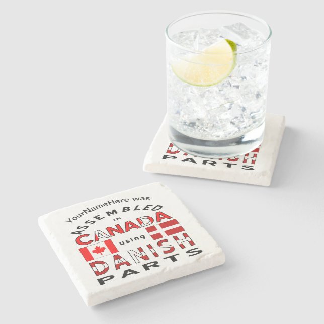 Posavasos De Piedra Canadá con piezas danesas personalizadas (Lateral)