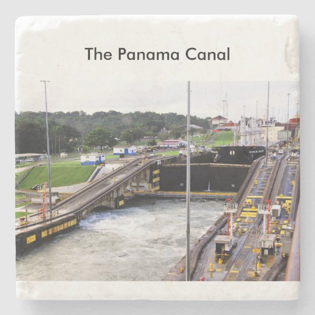 Posavasos De Piedra Canal de Panamá, fotografía de alta definición (Anverso)