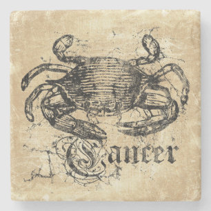 Posavasos De Piedra Cáncer de zodiaco vintage