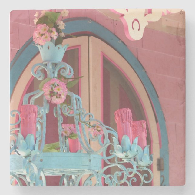 Posavasos De Piedra Candelabra y rosa - Viñedo de Martha (Anverso)