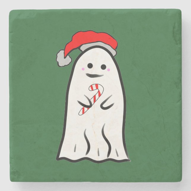 Posavasos De Piedra Candy Cane Ghost (Anverso)