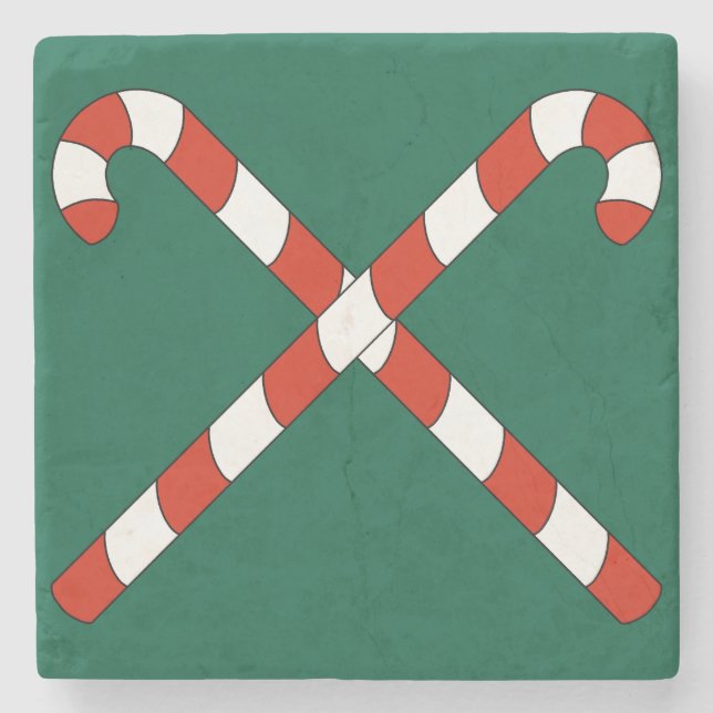 Posavasos De Piedra Candy Canes Crossed (Anverso)