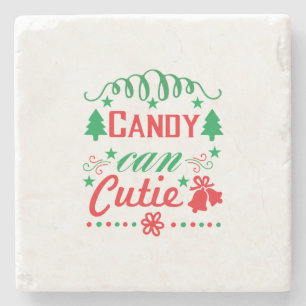 Posavasos De Piedra Candy de arte navideño puede cortar