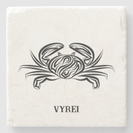 Posavasos De Piedra Cangrejo tribal blanco y negro