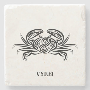 Posavasos De Piedra Cangrejo tribal blanco y negro