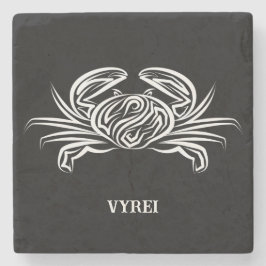 Posavasos De Piedra Cangrejo tribal blanco y negro