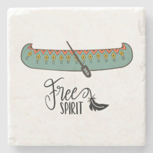 Posavasos De Piedra Canoa de espíritu libre