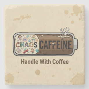 Posavasos De Piedra Caos y Cafeína Diversión de Madre Vida de Mamá Caf
