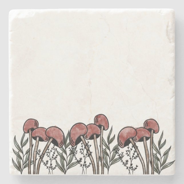 Posavasos De Piedra Capas de hongos rojos (Anverso)
