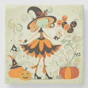 Posavasos De Piedra capricho/bruja/calabaza/caída