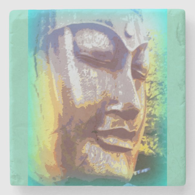 Posavasos De Piedra cara de buddha verde (Anverso)