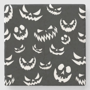 Posavasos De Piedra Cara de calabaza de calabaza Jack O Lantern en bla