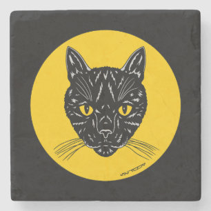 Posavasos De Piedra Cara de Gato Negro