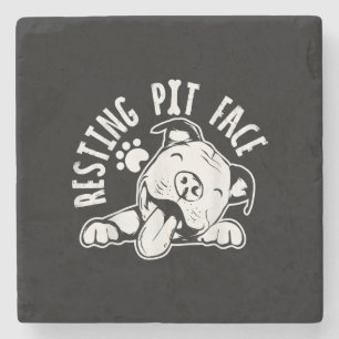 Posavasos De Piedra Cara de Pit en Reposo Meme Divertido de Perro Pit
