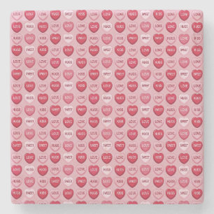 Posavasos De Piedra caramelo colorido patrón de corazón día de San Val