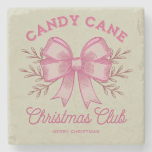 Posavasos De Piedra Caramelo Rosa de Navidad Club Temporada de Navidad
