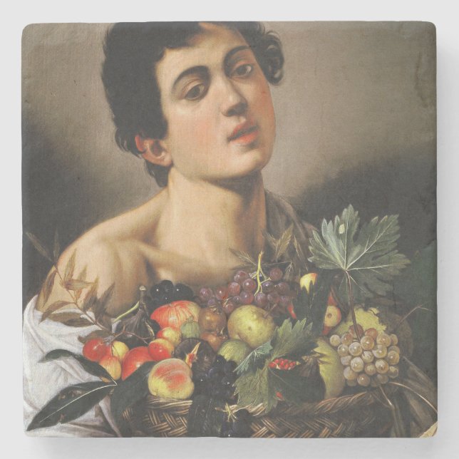 Posavasos De Piedra Caravaggio - Niño Con Canasta De Fruta (Anverso)