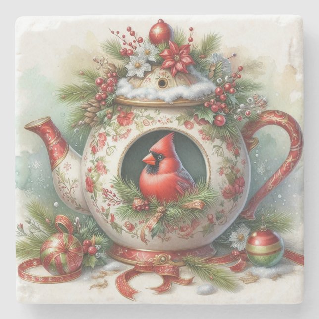 Posavasos De Piedra Cardenal de la Casa de Aves de Teapot 5 (Anverso)
