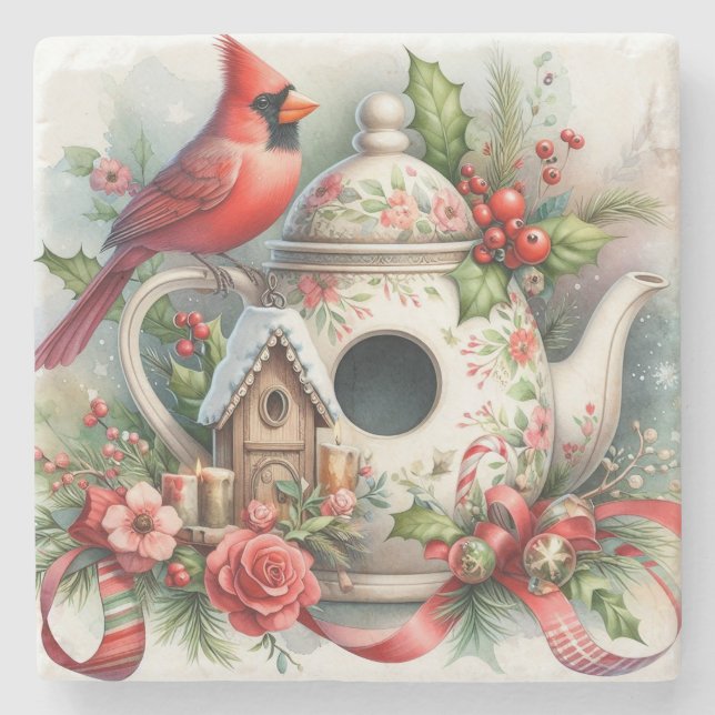 Posavasos De Piedra Cardenal de la casa de pájaros de Teapot 7 (Anverso)