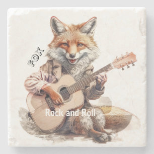 Posavasos De Piedra Caricatura Dibujo Animado Animal Zorro Un musical