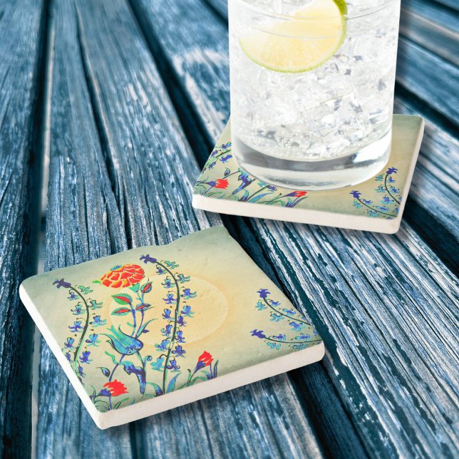 Posavasos De Piedra Carnación de flores de época Tulips Monogramado (Subido por el creador)