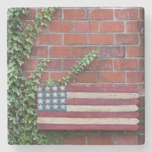 Posavasos De Piedra Carolina del Norte, Linville, bandera de madera de