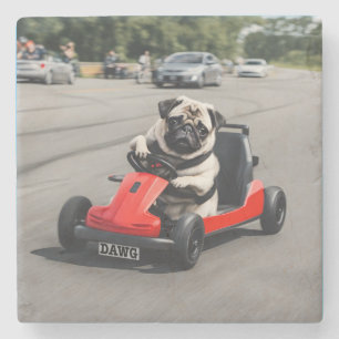 Posavasos De Piedra Carrera de Pug go-kart