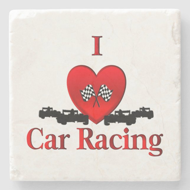 Posavasos De Piedra Carreras del coche del corazón (Anverso)