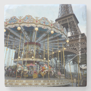 Posavasos De Piedra Carrusel de París (y torre Eiffel)