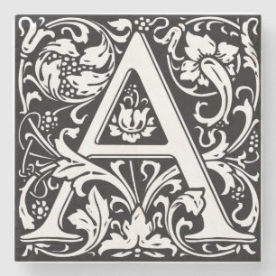 Posavasos De Piedra Carta A Monograma Medieval Art Nouveau