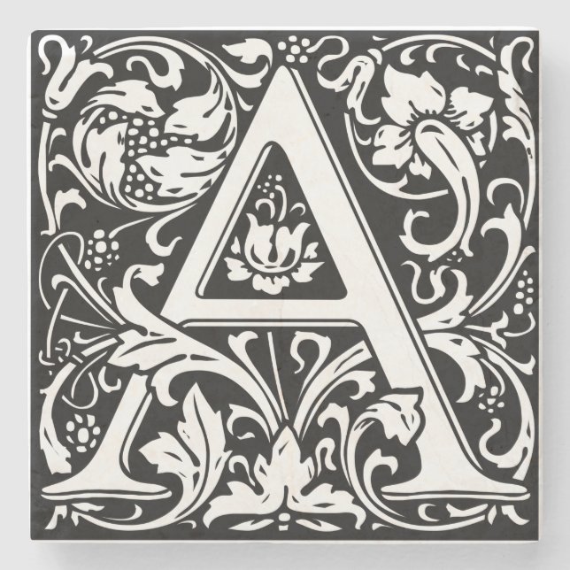 Posavasos De Piedra Carta A Monograma Medieval Art Nouveau (Anverso)