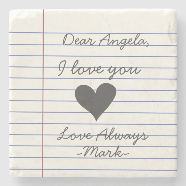 Posavasos De Piedra Carta de amor escrita a mano o mensaje personaliza (Anverso)