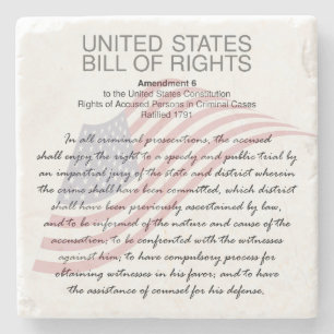 Posavasos De Piedra Carta De Derechos De Los Estados Unidos. Sexta enm