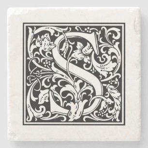 Posavasos De Piedra Carta De Monograma Personalizada S Boda Cumpleaños