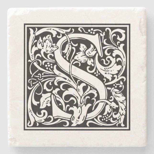 Posavasos De Piedra Carta De Monograma Personalizada S Boda Cumpleaños (Anverso)