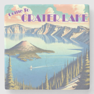 Posavasos De Piedra Cartel de Crater Lake Vintage