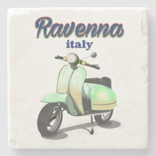 Posavasos De Piedra Cartel de viaje vintage de Ravena Italia