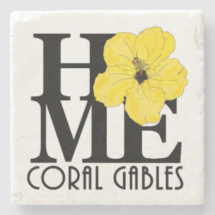 Posavasos De Piedra CASA Cal Gables Amarillo Hibiscus