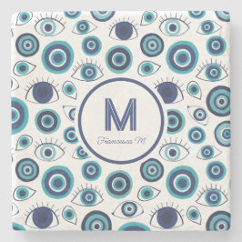 Posavasos De Piedra Casa costera de playa de Ojos del Mal Griego Blanc