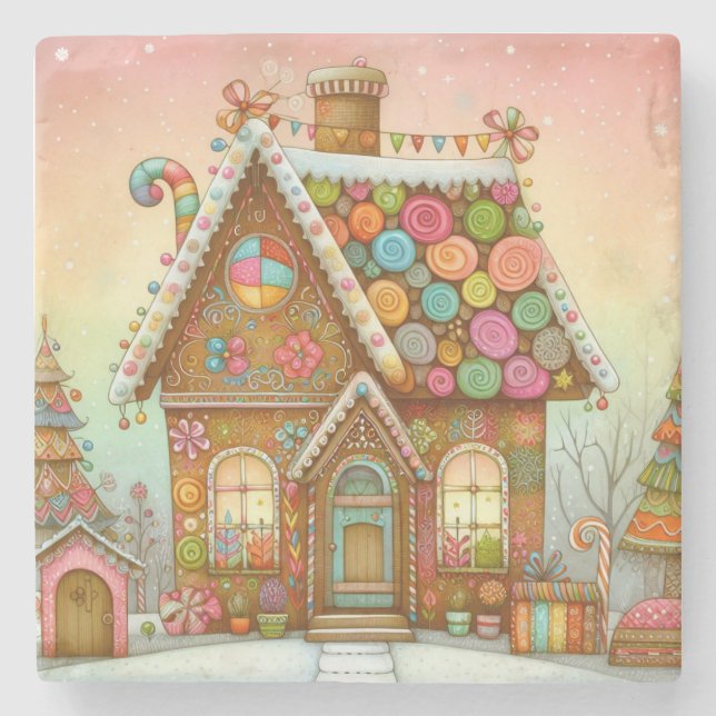 Posavasos De Piedra Casa de pan de jengibre, deliciosa (Anverso)