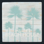 Posavasos De Piedra Casa de playa personalizada de la palmera<br><div class="desc">La palmera en diseño de madera rústico personalizó los prácticos de costa de la casa de playa. Personalizar con su apellido. Si usted quisiera diversa fraseología añadida a este diseño,  no dude en entrarme en contacto con a través de mi tienda.</div>