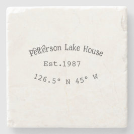 Posavasos De Piedra Casa del lago. Fecha año personalizado coordenadas