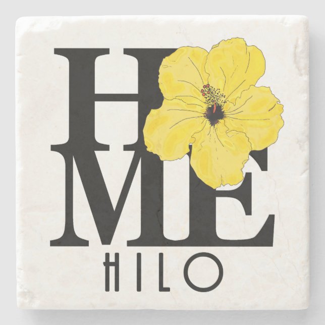 Posavasos De Piedra CASA Hilo Hawaii Amarillo Hibiscus (Anverso)