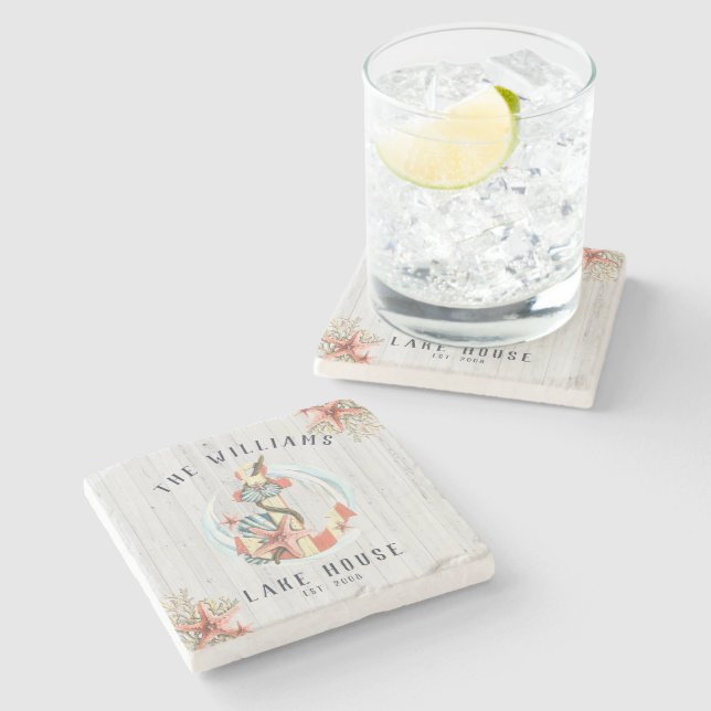 Posavasos De Piedra Casa náutica costera | Anclaje ruso (Lateral)