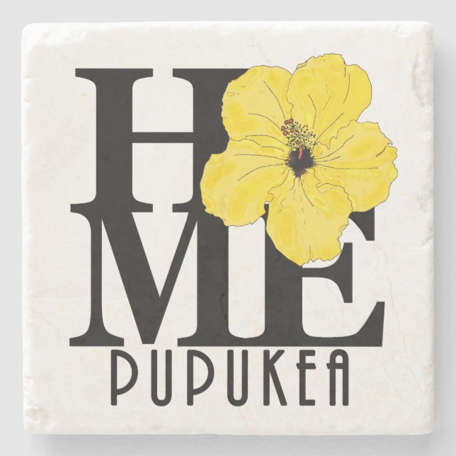 Posavasos De Piedra CASA Pupukea Amarillo Hibiscus (Anverso)