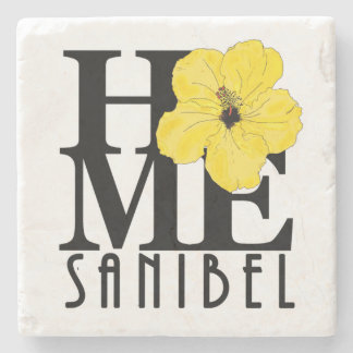 Posavasos De Piedra CASA Sanibel Yellow Hibiscus