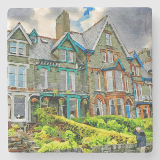 Posavasos De Piedra Casa victoriana en Keswick pintada con acuarela