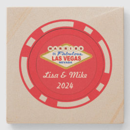 Posavasos De Piedra Casado En Vegas Poker Chip Stone Coaster