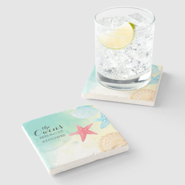 Posavasos De Piedra Casas costeras personalizadas (Lateral)