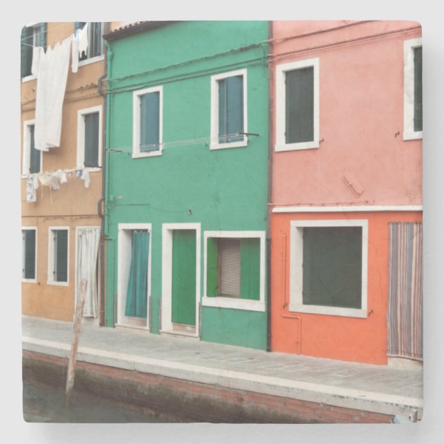 Posavasos De Piedra Casas frente al mar (Anverso)